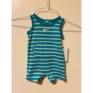 NWT Nike Blue Stripe Romper‎ with Front Pocket- 3-6M